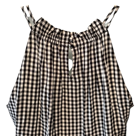 Loft Gingham Strappy Tank W/Peplum Hem S Black White Halter Cami Coquette Girl - Picture 4 of 7